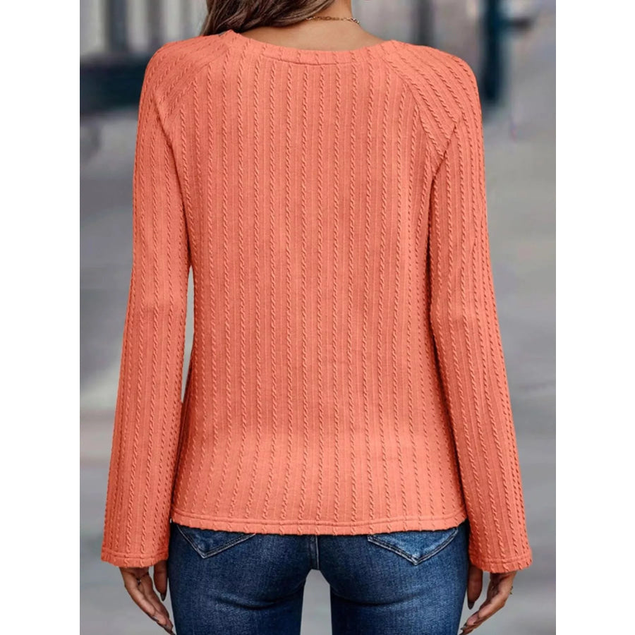 Textured Knit Long Sleeve T-Shirt Apparel and Accessories