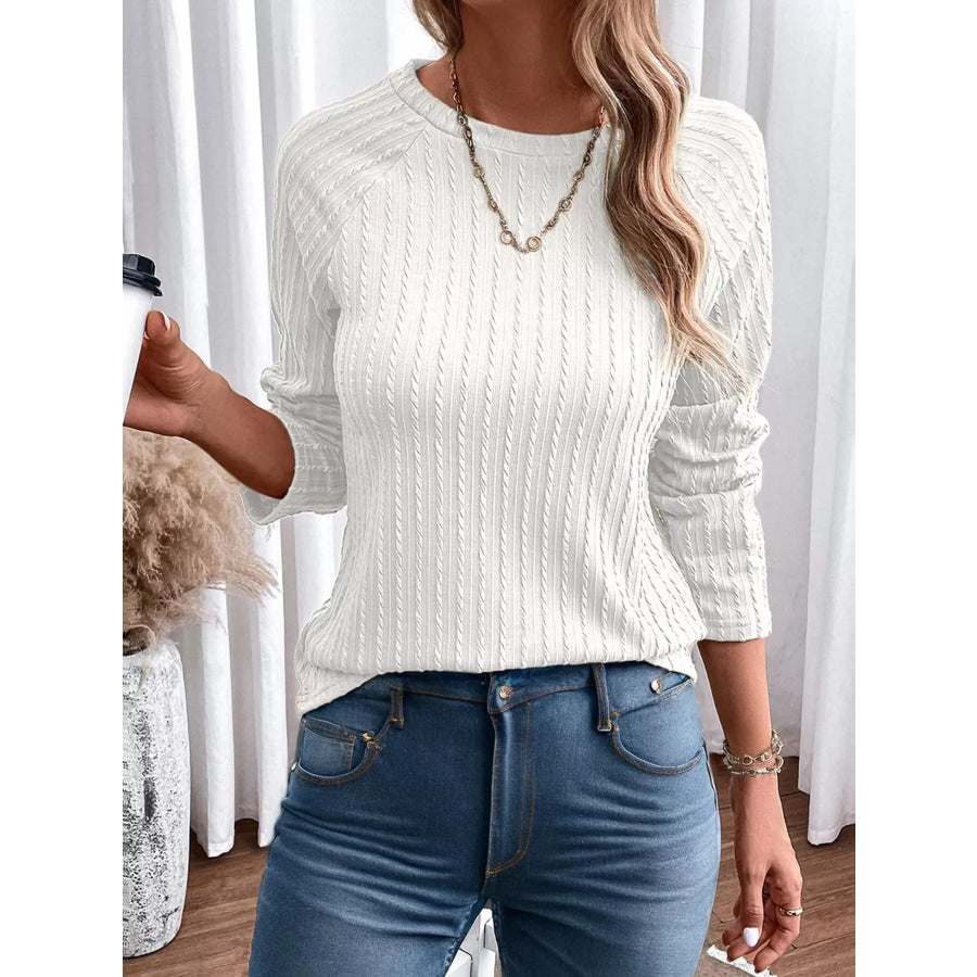Textured Knit Long Sleeve T-Shirt Apparel and Accessories