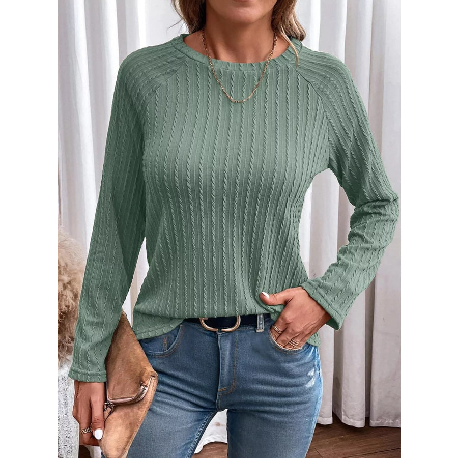 Textured Knit Long Sleeve T-Shirt Apparel and Accessories