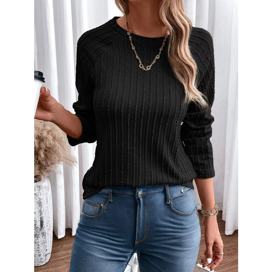 Textured Knit Long Sleeve T-Shirt Apparel and Accessories