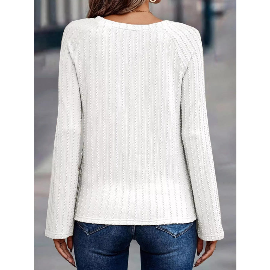 Textured Knit Long Sleeve T-Shirt Apparel and Accessories