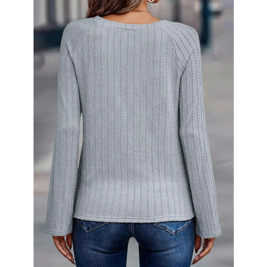 Textured Knit Long Sleeve T-Shirt Apparel and Accessories