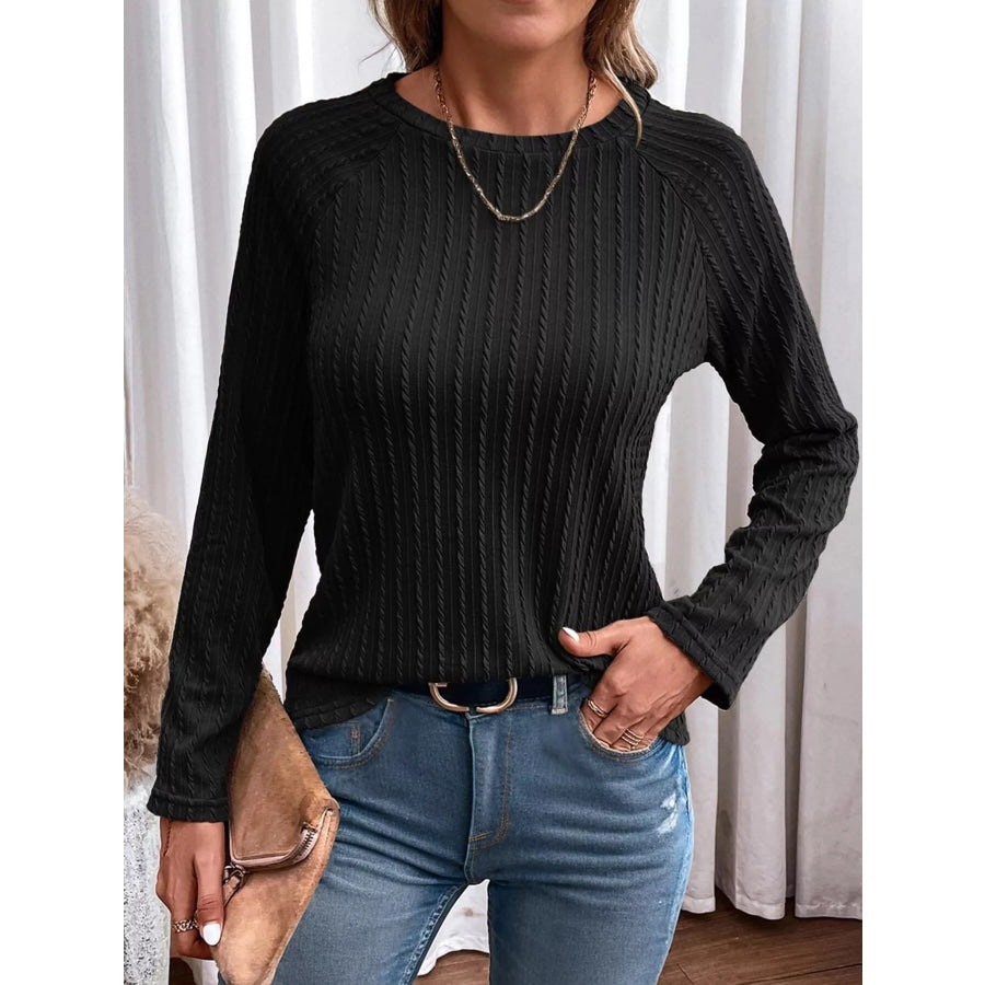 Textured Knit Long Sleeve T-Shirt Apparel and Accessories
