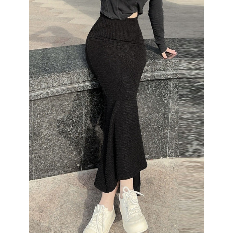 Textured Knit Mermaid Skirt Black / M Apparel and Accessories