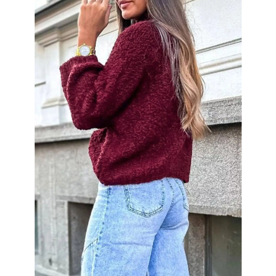 Textured Knit Mock Neck Sweater Apparel and Accessories