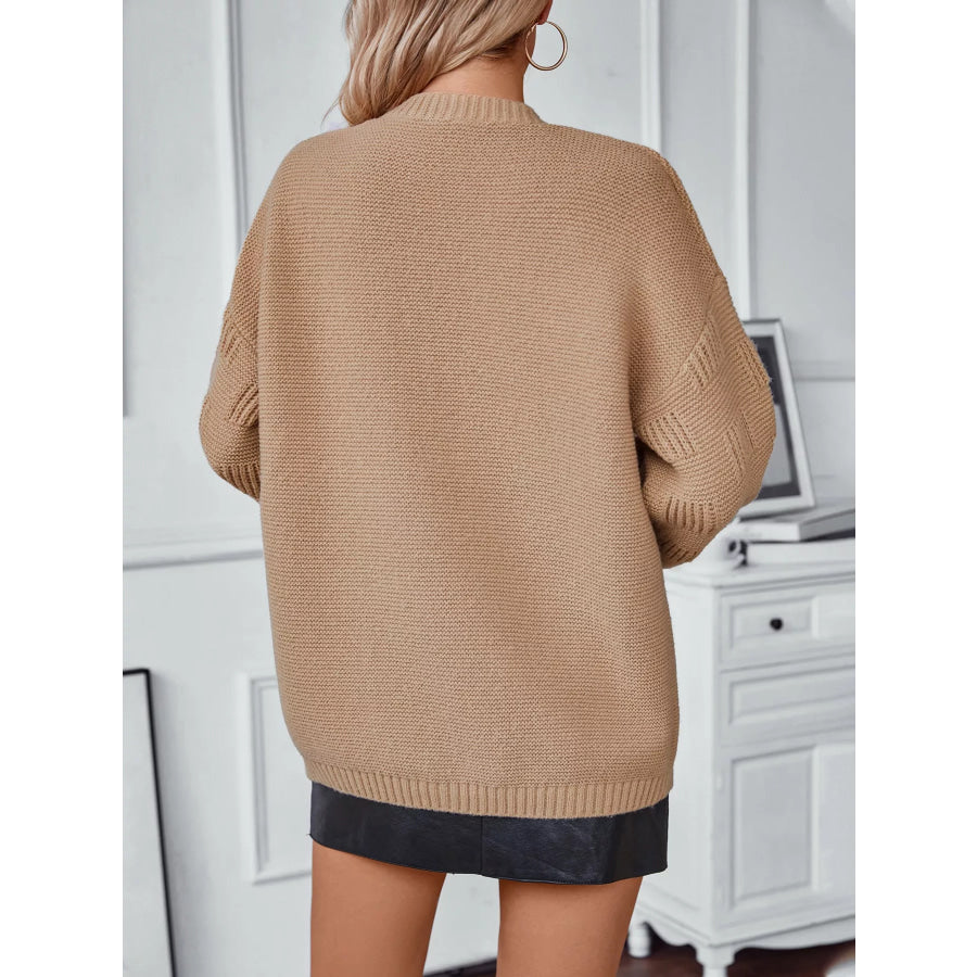 Textured Knit Open Front Cardigan Apparel and Accessories