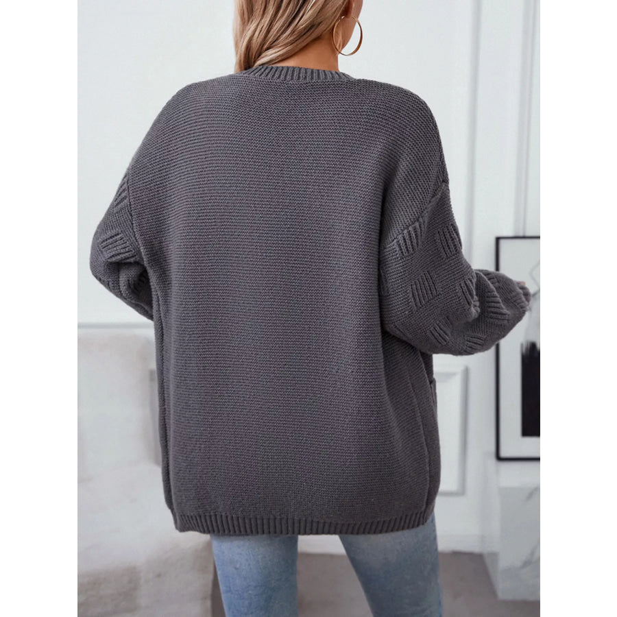 Textured Knit Open Front Cardigan Apparel and Accessories