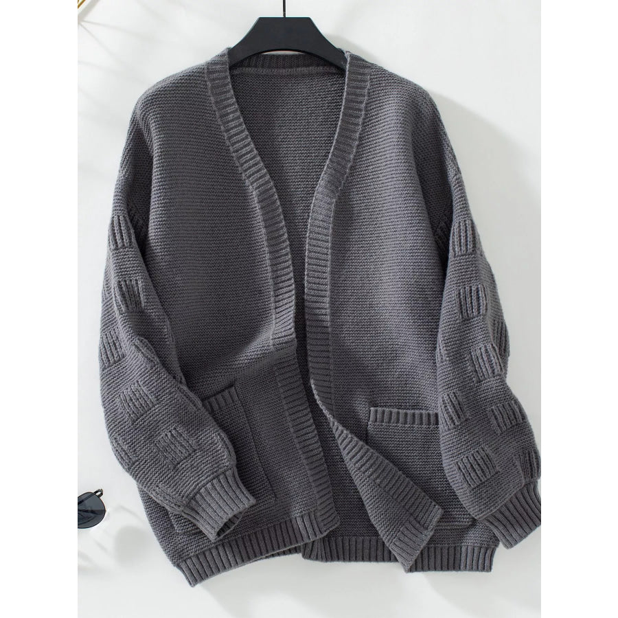 Textured Knit Open Front Cardigan Apparel and Accessories