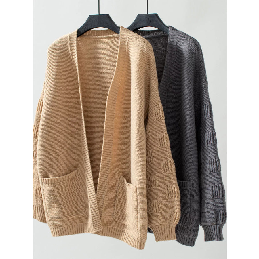 Textured Knit Open Front Cardigan Apparel and Accessories