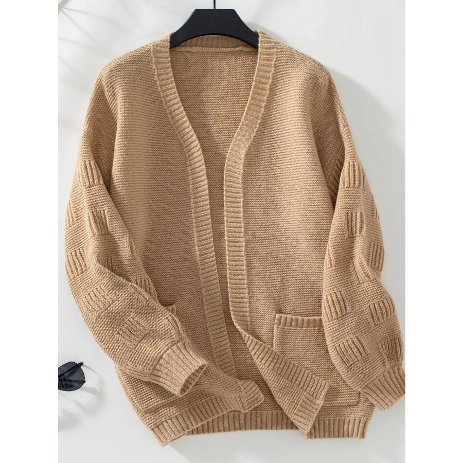 Textured Knit Open Front Cardigan Apparel and Accessories