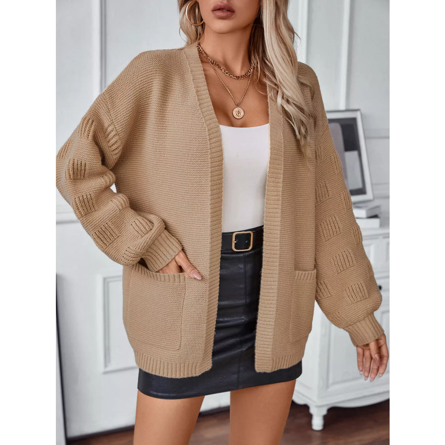 Textured Knit Open Front Cardigan Apparel and Accessories
