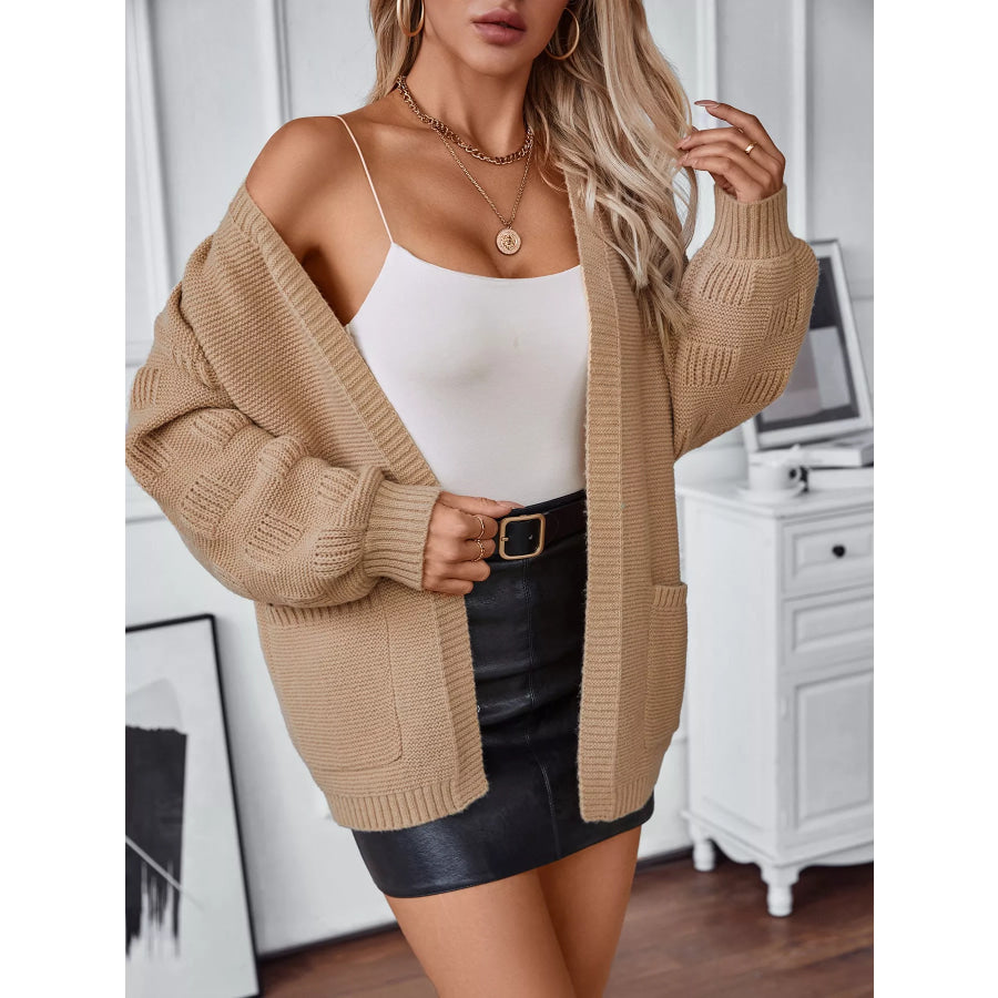 Textured Knit Open Front Cardigan Apparel and Accessories
