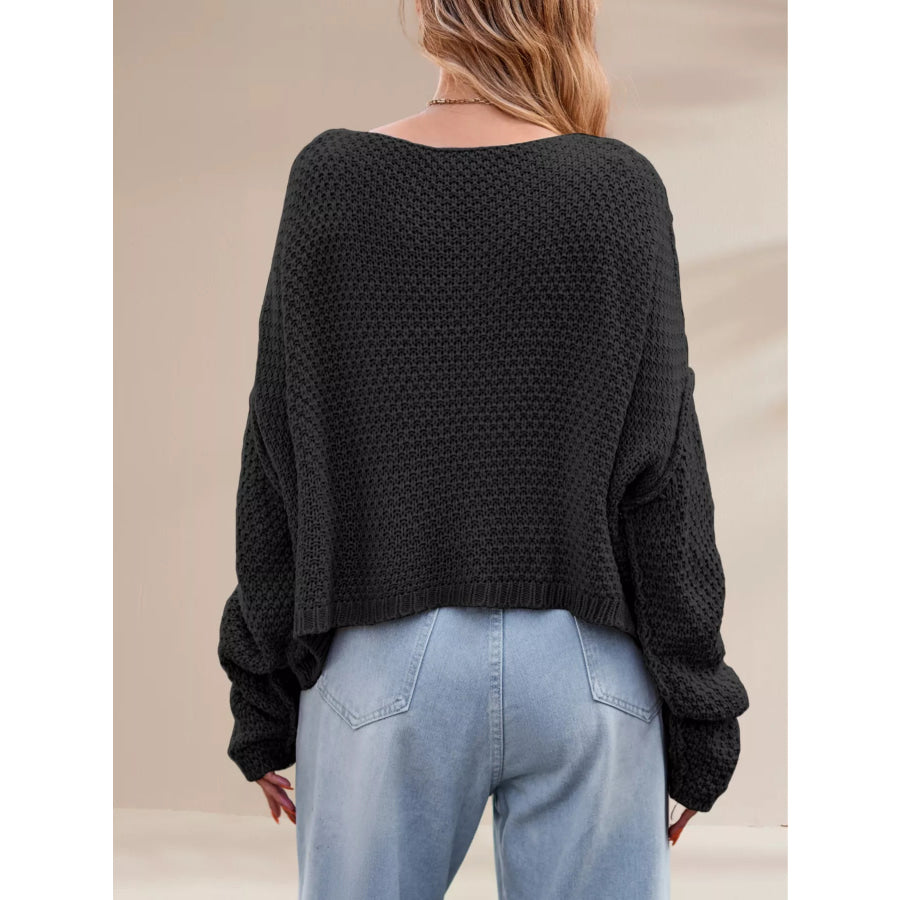 Textured Knit Round Neck Sweater Apparel and Accessories