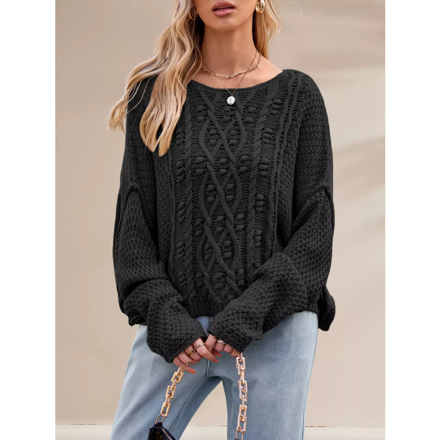Textured Knit Round Neck Sweater Apparel and Accessories