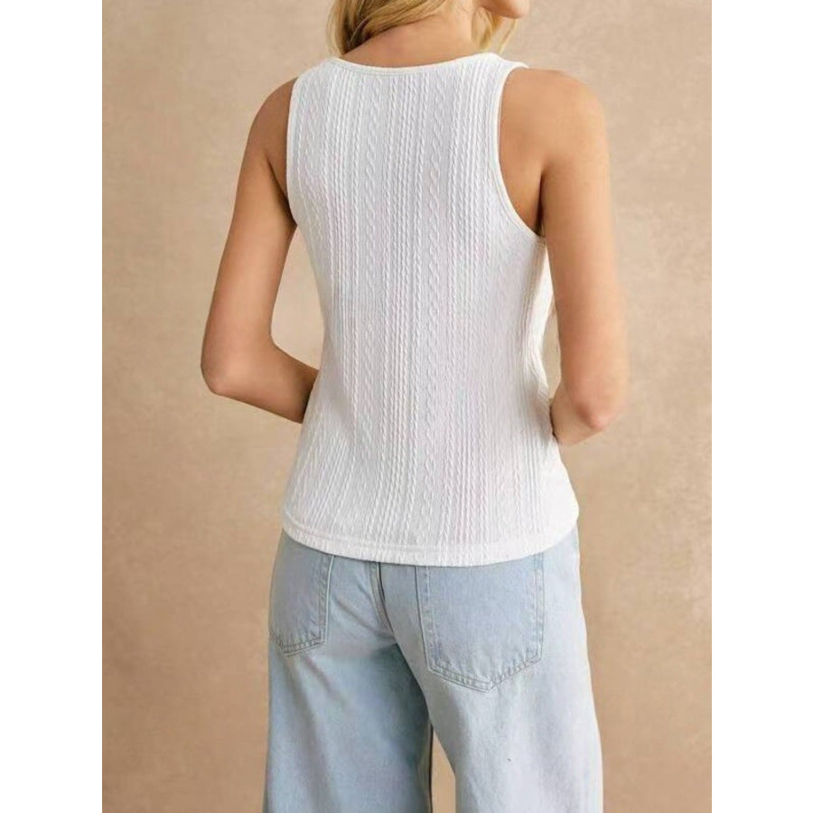 Textured Knit Scoop Neck Tank Apparel and Accessories