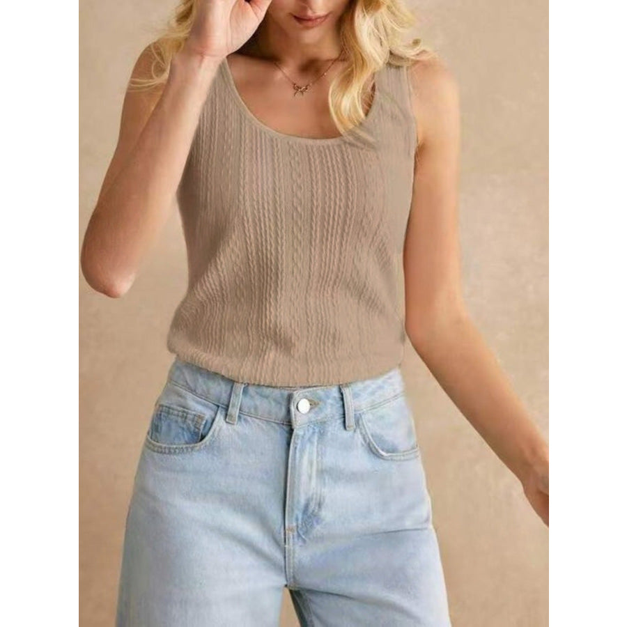 Textured Knit Scoop Neck Tank Apparel and Accessories