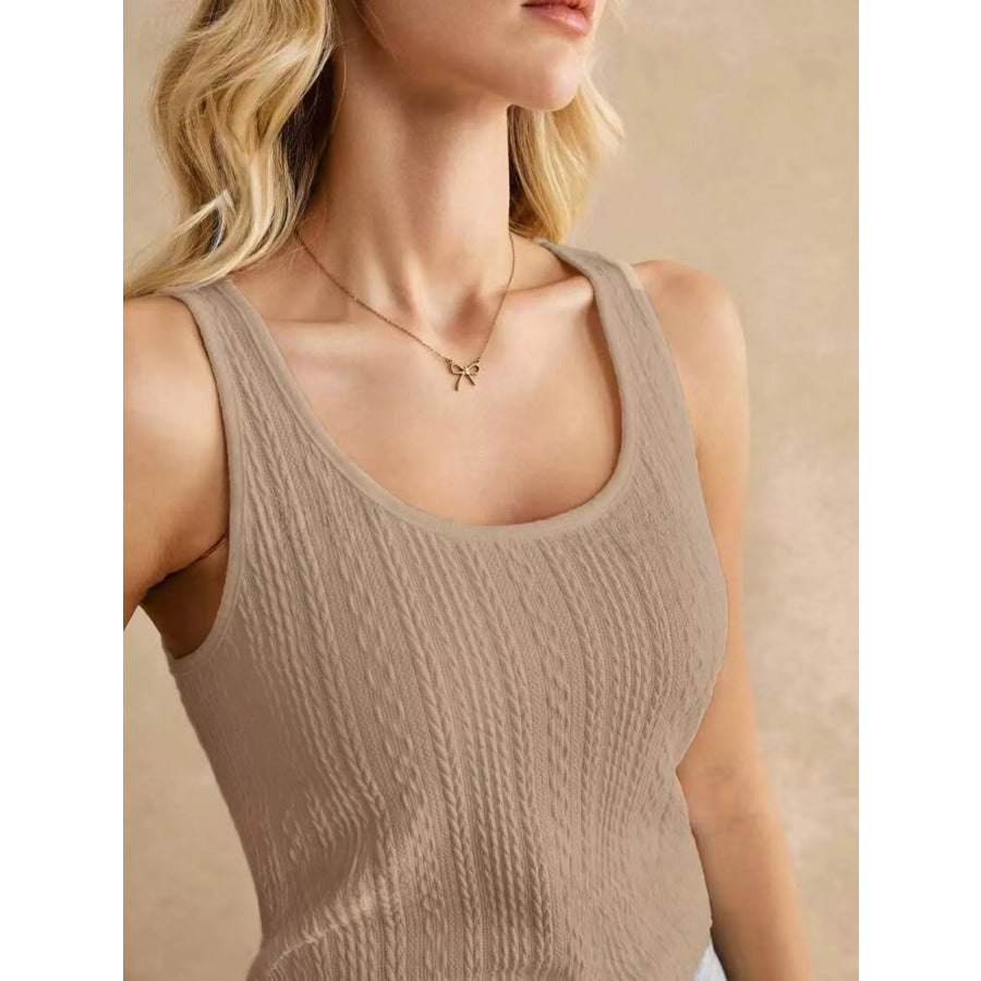 Textured Knit Scoop Neck Tank Apparel and Accessories