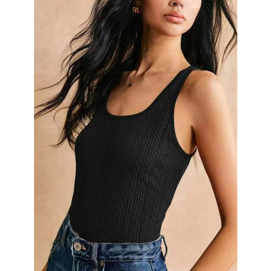 Textured Knit Scoop Neck Tank Apparel and Accessories
