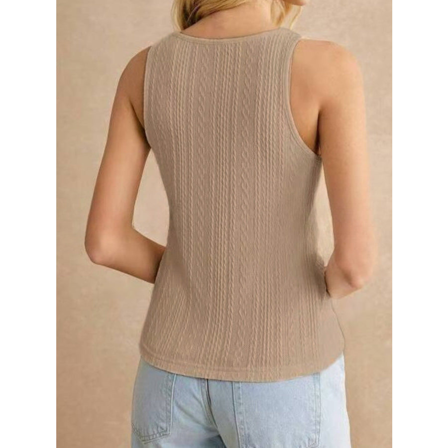 Textured Knit Scoop Neck Tank Apparel and Accessories