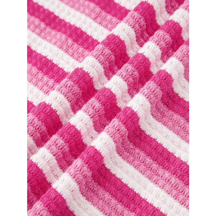 Textured Knit Short Sleeve Crossed Detail Tee Apparel and Accessories