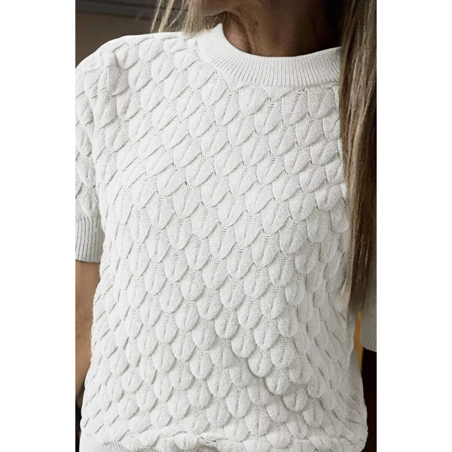 Textured Knit Short Sleeve Pullover Apparel and Accessories