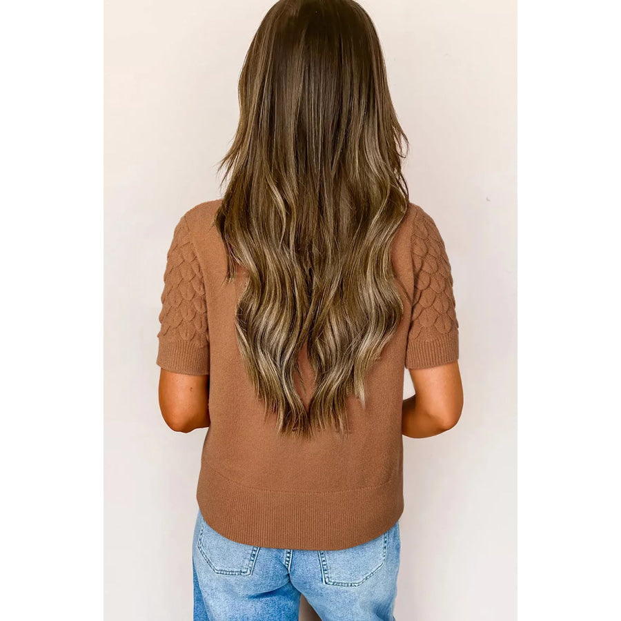 Textured Knit Short Sleeve Pullover Apparel and Accessories