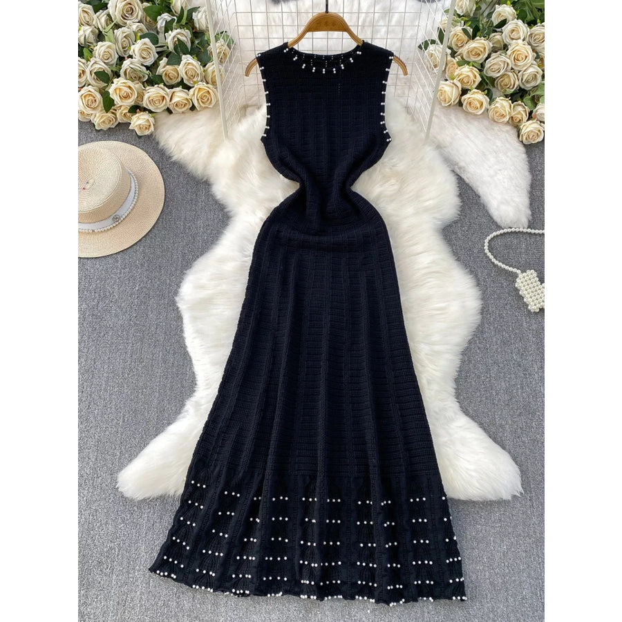 Textured Knit Sleeveless Midi Dress Apparel and Accessories