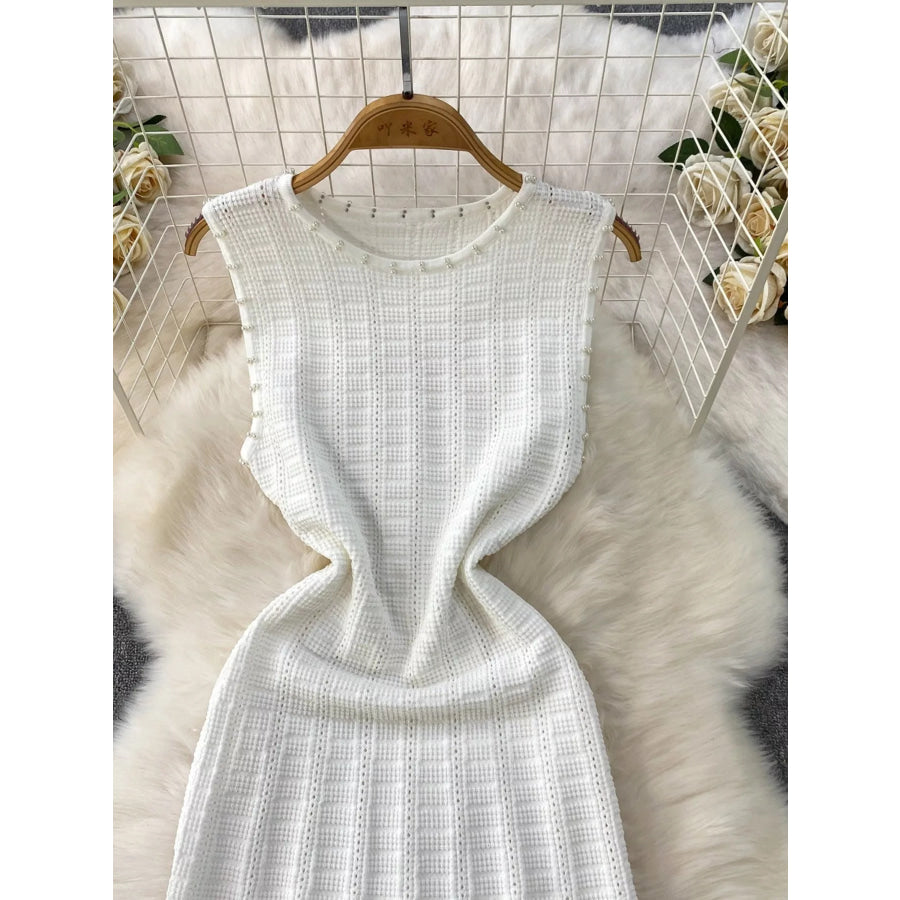 Textured Knit Sleeveless Midi Dress Apparel and Accessories