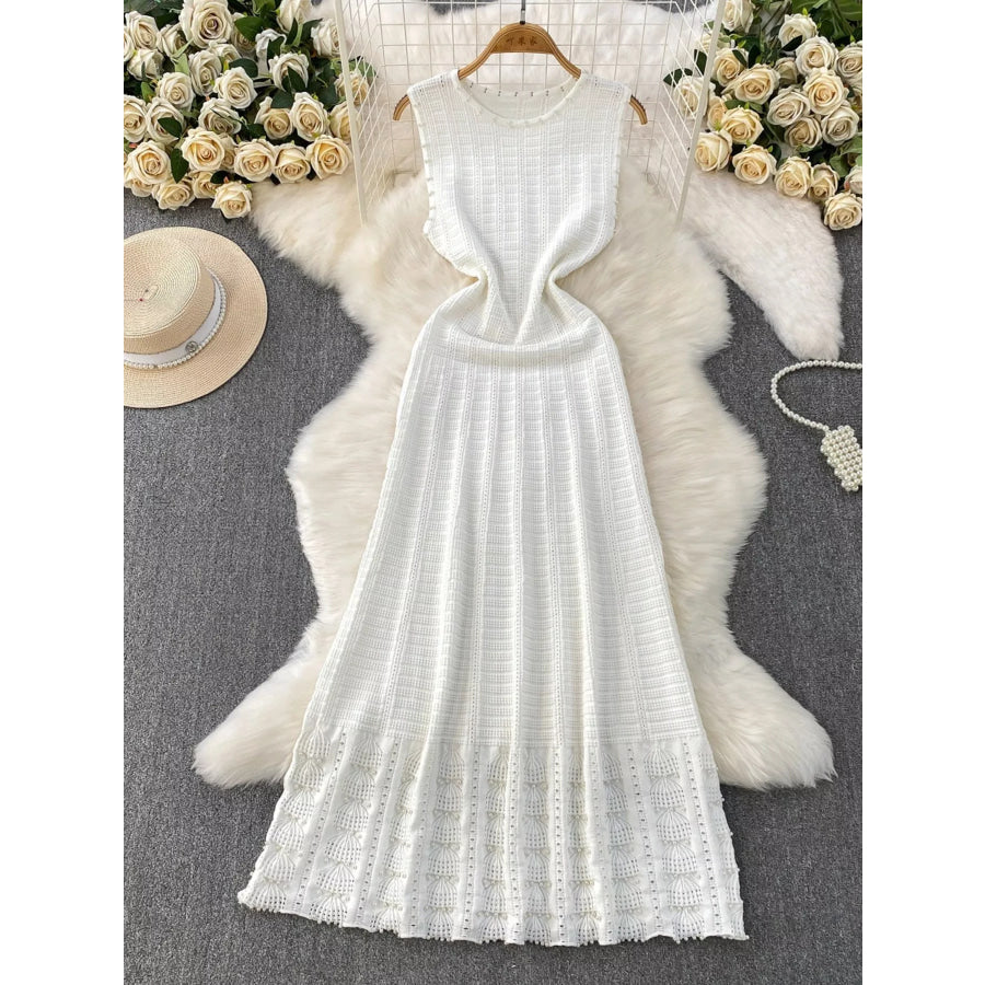 Textured Knit Sleeveless Midi Dress Apparel and Accessories