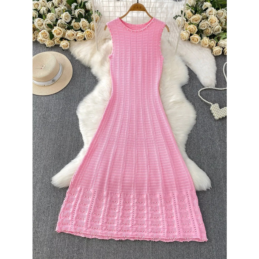 Textured Knit Sleeveless Midi Dress Apparel and Accessories