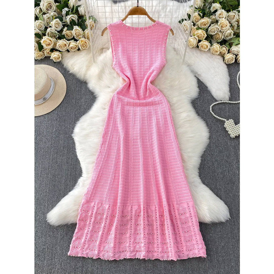 Textured Knit Sleeveless Midi Dress Apparel and Accessories