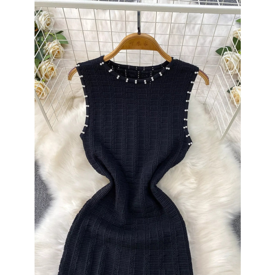 Textured Knit Sleeveless Midi Dress Apparel and Accessories