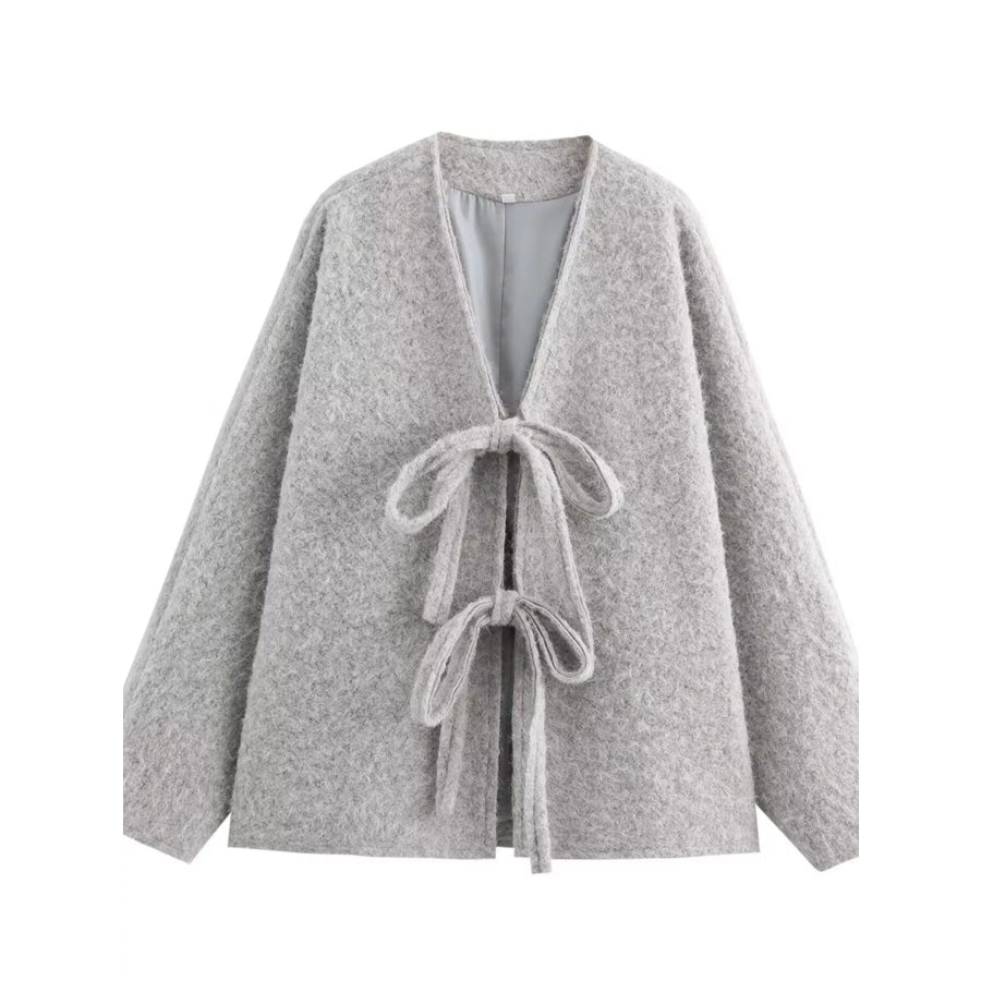 Textured Knit Tie-Front Outerwear Apparel and Accessories