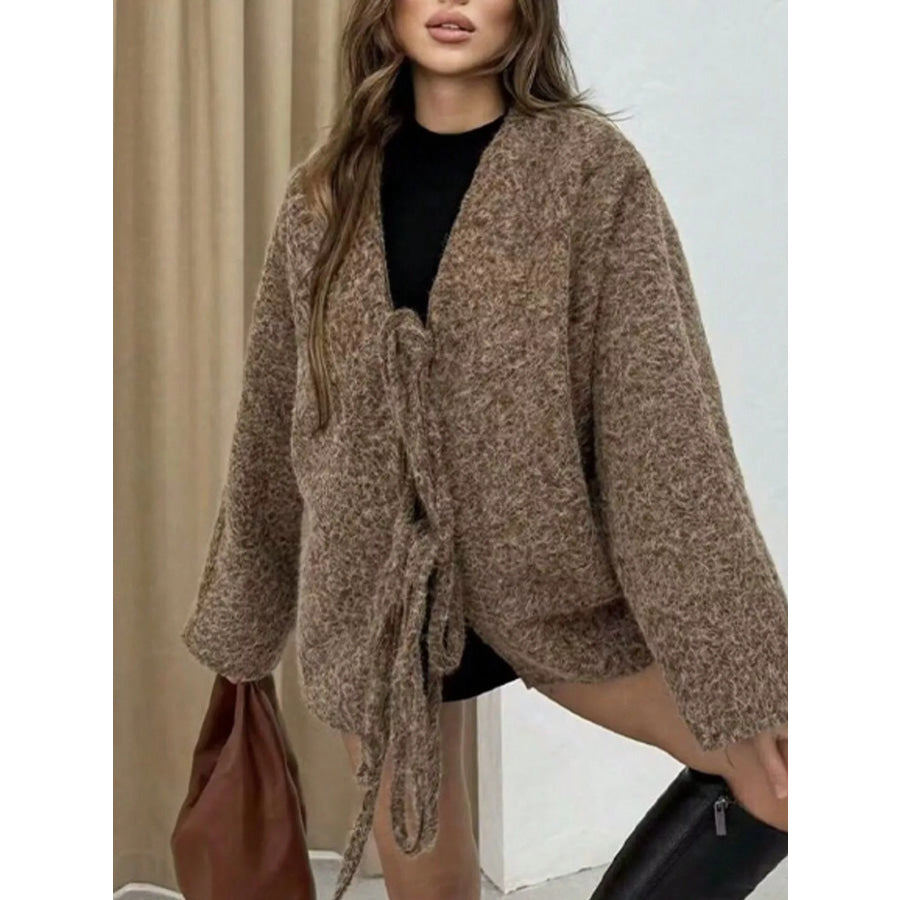 Textured Knit Tie-Front Outerwear Apparel and Accessories
