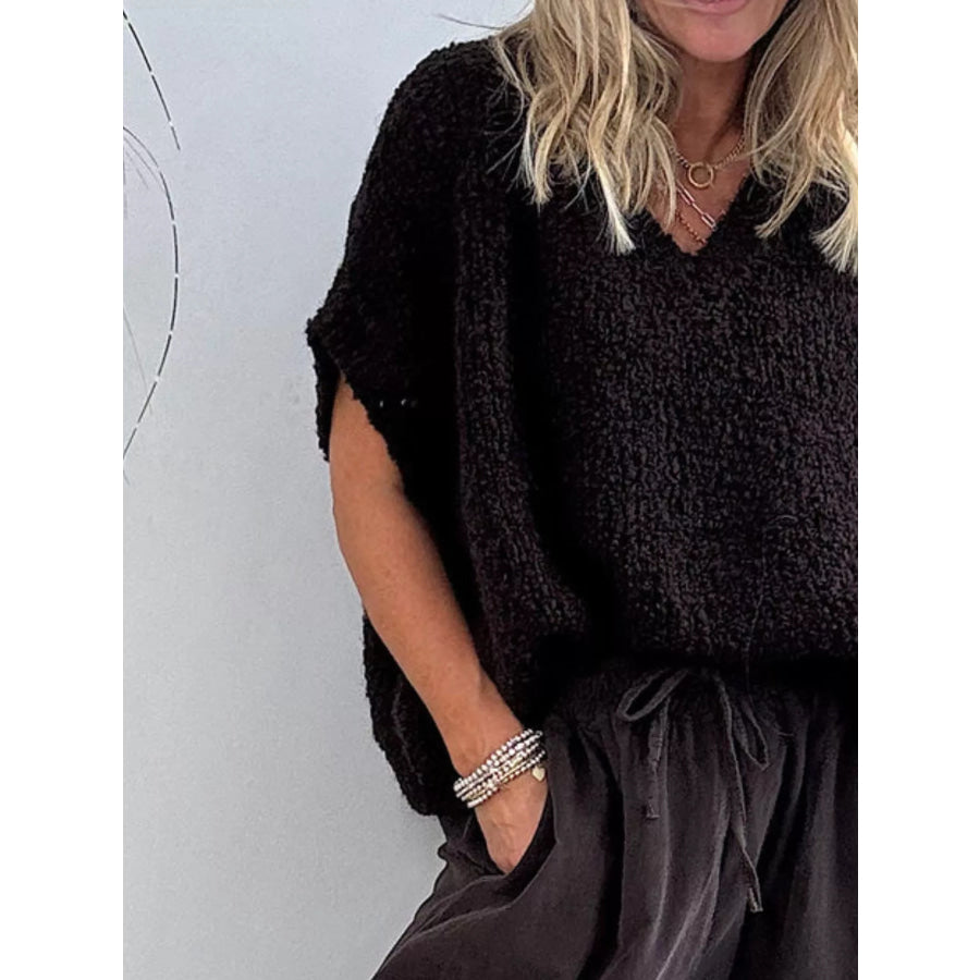 Textured Knit V-Neck Sweater Apparel and Accessories