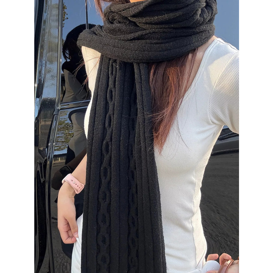 Textured Knit Winter Scarf Black / ONESIZE Apparel and Accessories