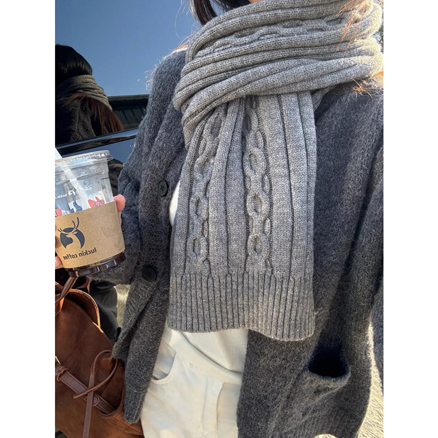 Textured Knit Winter Scarf Gray / ONESIZE Apparel and Accessories
