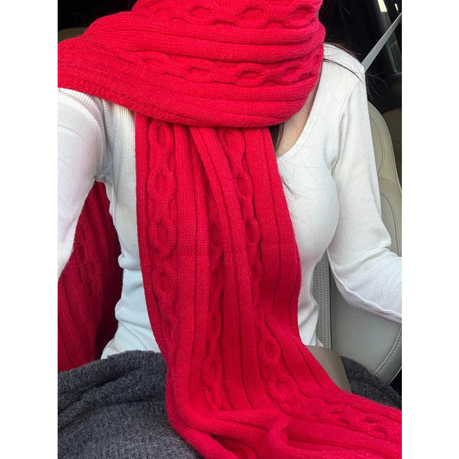 Textured Knit Winter Scarf Red / ONESIZE Apparel and Accessories