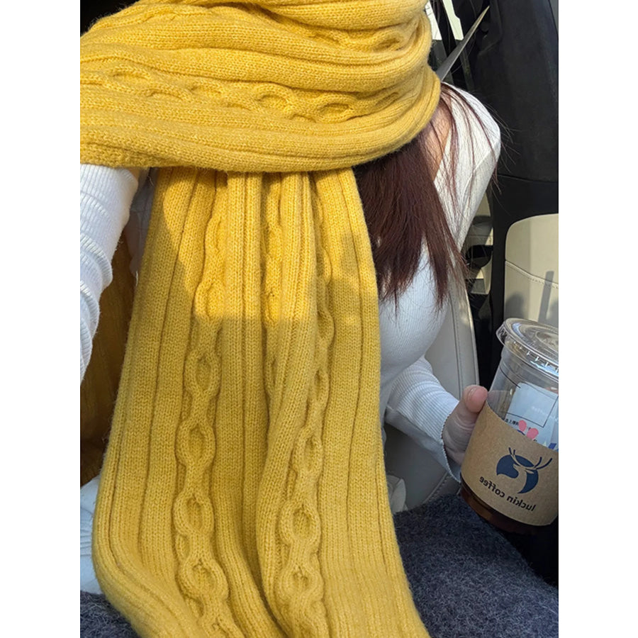 Textured Knit Winter Scarf Yellow / ONESIZE Apparel and Accessories