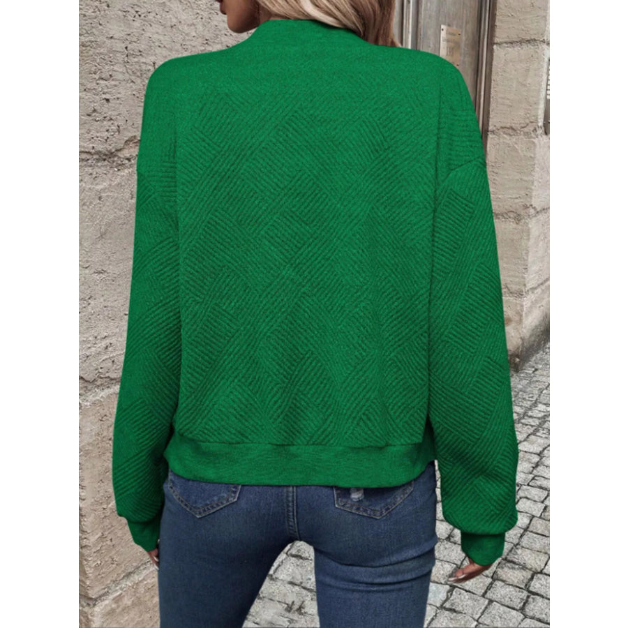Textured Knit Zip-Up Bomber Jacket Apparel and Accessories