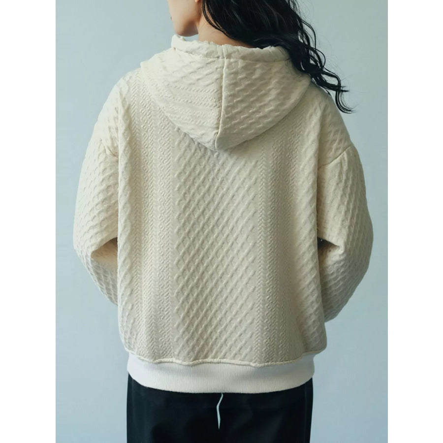 Textured Knit Zip-Up Hoodie Apparel and Accessories
