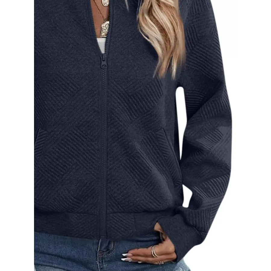 Textured Knit Zip-Up Jacket Apparel and Accessories