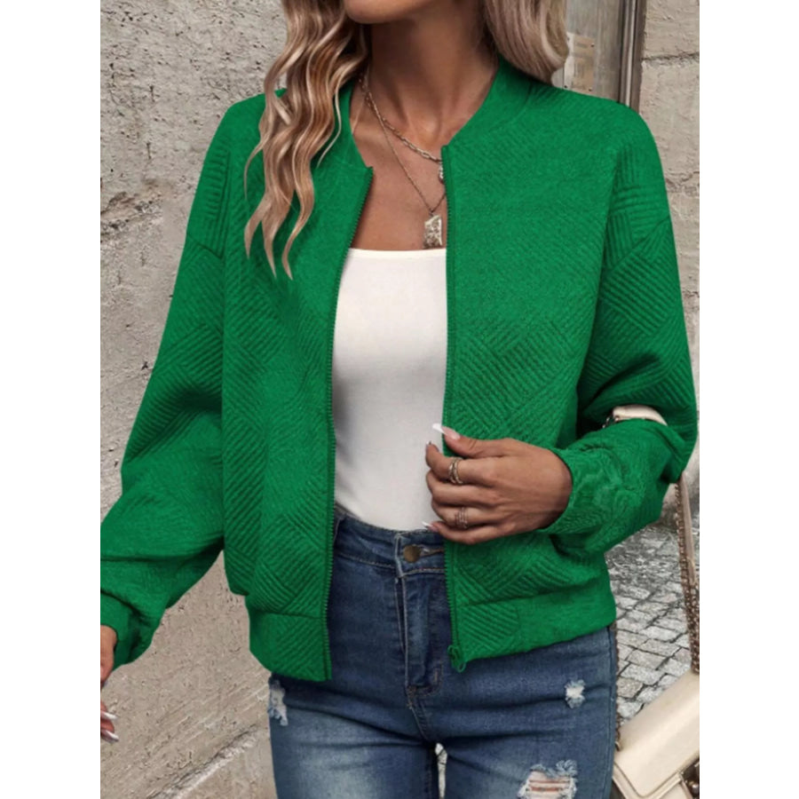 Textured Knit Zip-Up Jacket Apparel and Accessories