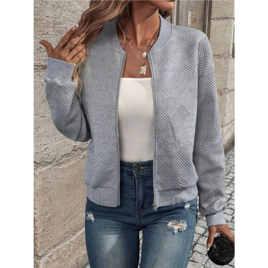 Textured Knit Zip-Up Jacket Apparel and Accessories