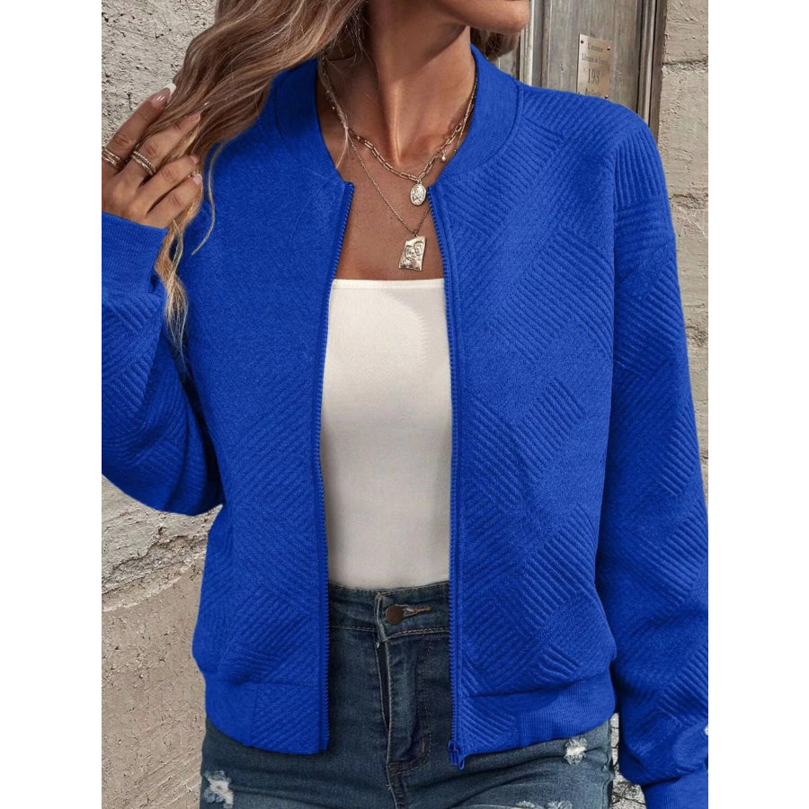 Textured Knit Zip-Up Jacket Apparel and Accessories