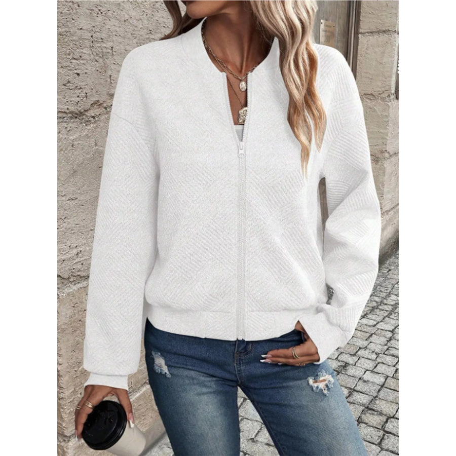 Textured Knit Zip-Up Jacket Apparel and Accessories