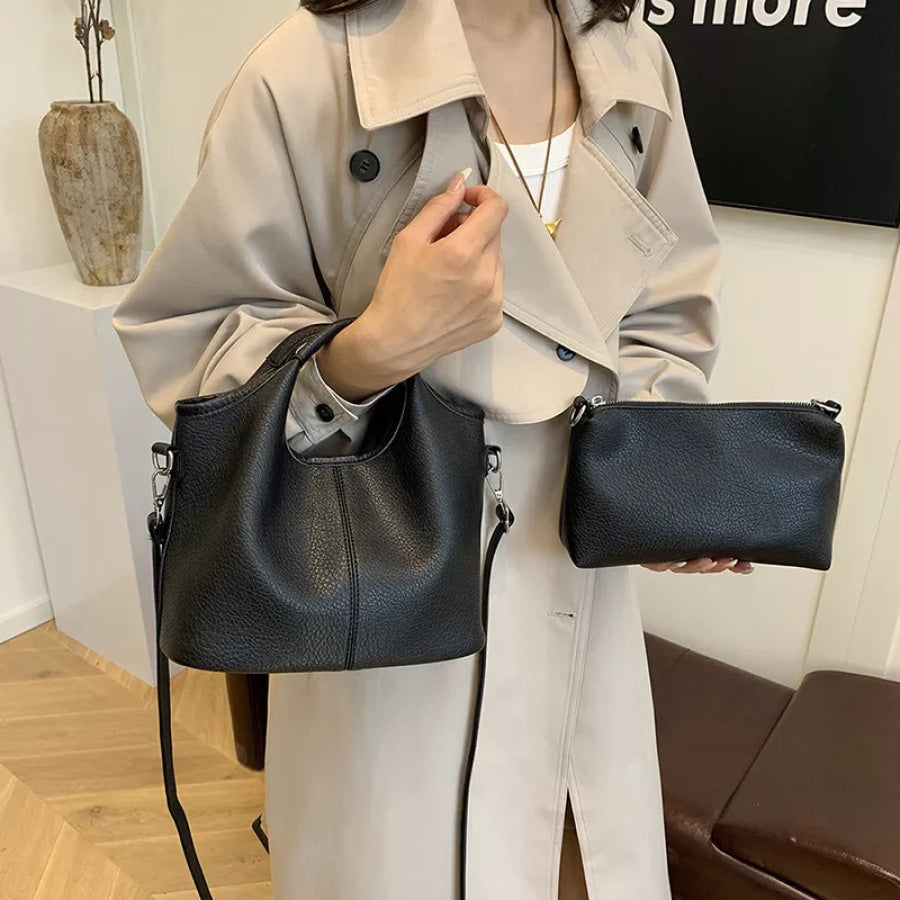Textured Leather Crossbody Bag Black / onesize Apparel and Accessories