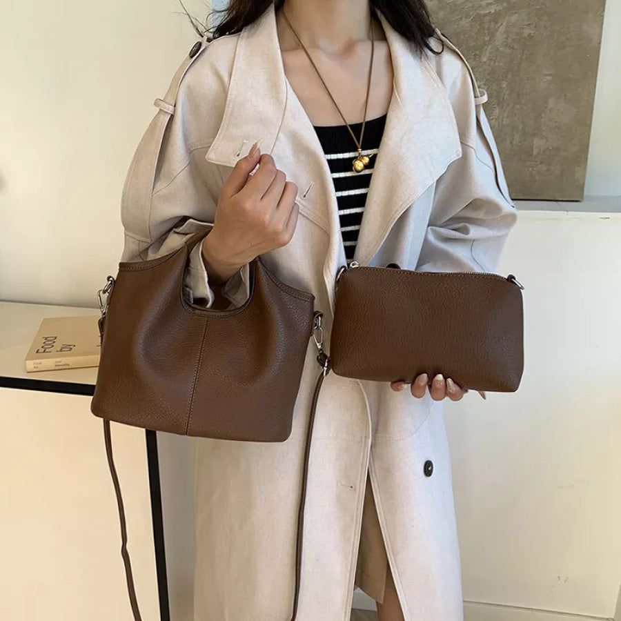 Textured Leather Crossbody Bag Brown / onesize Apparel and Accessories