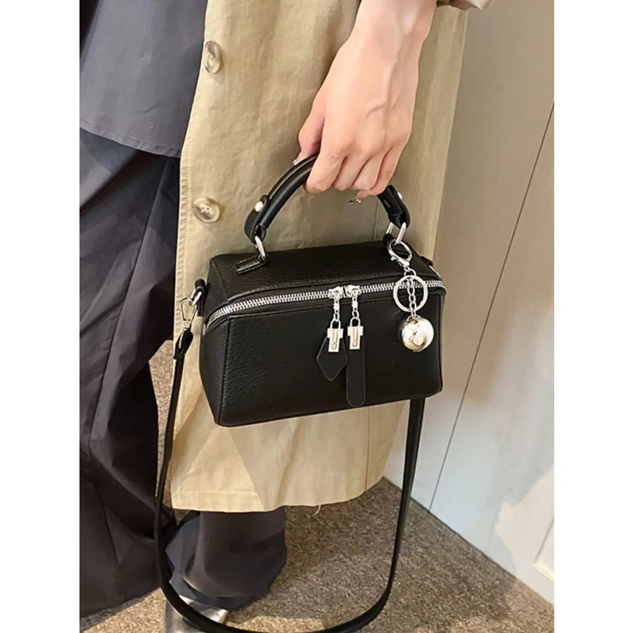Textured Leather Handbag Black / onesize Apparel and Accessories