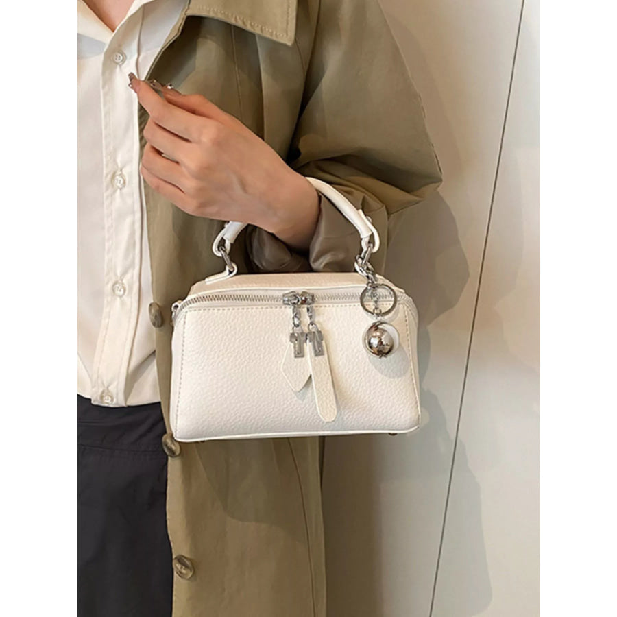Textured Leather Handbag White / onesize Apparel and Accessories